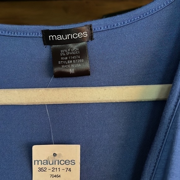 MAURICE’S Periwinkle Blue V-Neck Tie Front Short Sleeve Top, Size Medium, NWT. - Picture 3 of 7